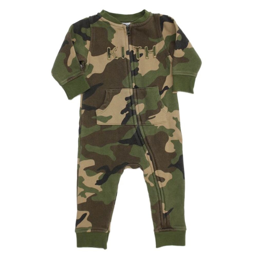 Kith Unisex Kids Cotton Camo Print One Piece Green Size 3-6M